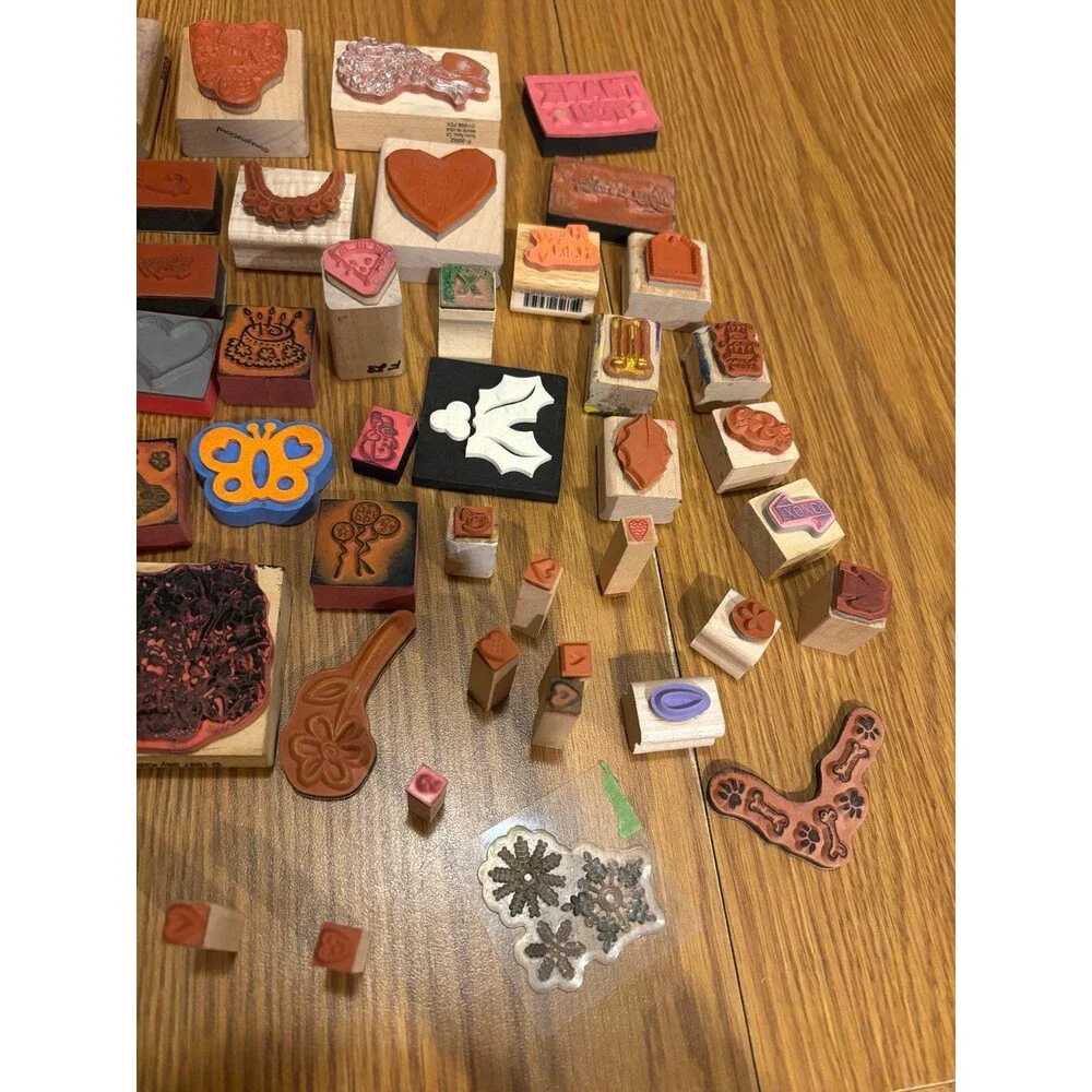 Rubber and wood mixed stamp lot vintage stampin’ up! And more Holiday floral